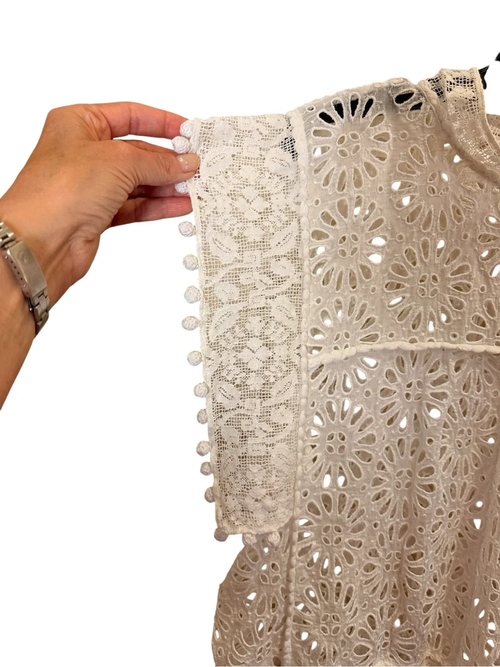 Isabel Marant Women’s White Eyelet Lace Short Sleeve Top sz L